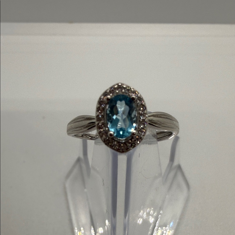 Silver Ring with Blue Topaz Gemstone